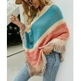 thumbnail image 2 of ZhangBaoLin Women Shawl Wrap Cardigan Knit Colorful Poncho Cape Sweater Fashion Tassels Coat, 2 of 4