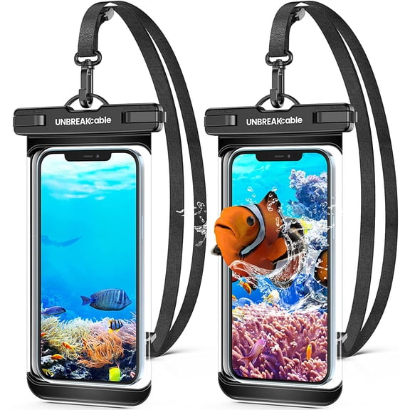 Waterproof Phone Pouch-2 Pack IPX8 Waterproof Phone Case for iPhone 16 15 14 13 12 11 Pro Max & Samsung S25 S24 S23-Dry Bag & Travel Essentials for Beach, Pool, Kayak & Cruise-7" Black