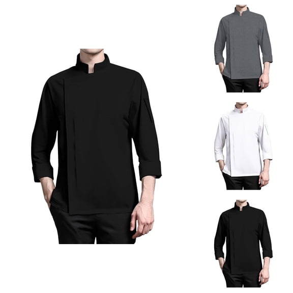 Chef Coat Men Modern Sporty Long Sleeve Chef Jacket for Kitchen Restaurant Bakery