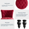 thumbnail image 4 of BELLEZE Throne Royal Chair Set of 2, Button-Tufted Accent Chair, Upholstered Velvet Chair, Low Back Armless Chair with Thick Padding and Rubberwood Legs - Malik (Red), 4 of 7