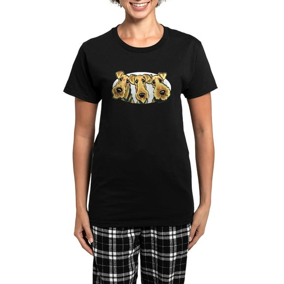 CafePress - Airedale Terrier Lover Pajamas - Women's Short Sleeve Print T-Shirt and Pants Dark Cotton Pajama Set