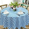 thumbnail image 2 of Costway 90'' Polyester Tablecloth for Round Table Wrinkle Free & Stain Resistant Buffalo Plaid Table Cover Navy, 2 of 12