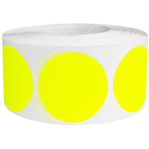 Fluorescent Yellow Circle Dot Stickers | 1