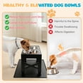 thumbnail image 2 of ZALALOVA Elevated Dog Bowls with Mat, Raised Dog Food Bowl Stand with 2 Stainless Steel Bowls, 5 Height Adjustable(3.15", 8.9", 10",11.2", 12.4") for Medium and Large Dogs（Black）, 2 of 7