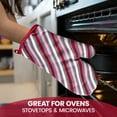 thumbnail image 3 of Canadian Linen Oven Mitts, 180°C Heat Resistant Cotton Non Slip Grip Machine Washable BBQ Gloves for Kitchen Cooking Grilling, Oven Mitts, Red Printed, 3 of 8