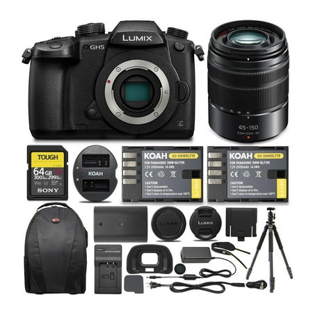Panasonic GH5 LUMIX 4K Mirrorless Camera with 45-150mm Lens and...