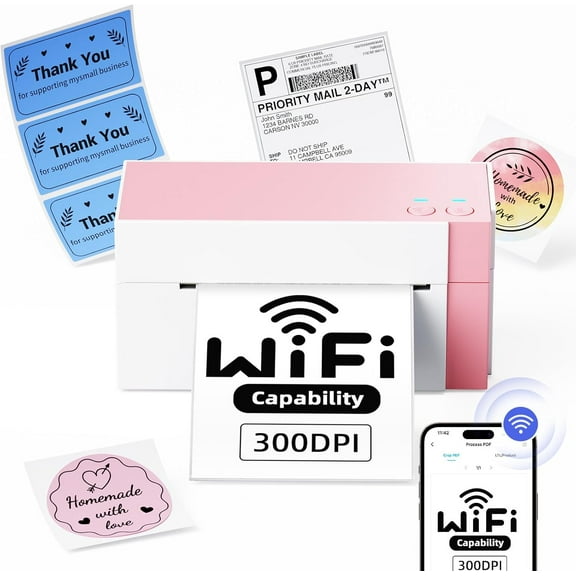 Omezizy WiFi Shipping Label Printer 4x6 – 300DPI Wireless Thermal Printer