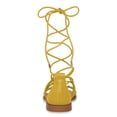thumbnail image 4 of FSJ Women Open Toe Lace up Gladiator Sandals Woven Strappy Ankle Wrap Flats Summer Beach Outdoor Shoes Size 7.5 Yellow, 4 of 5