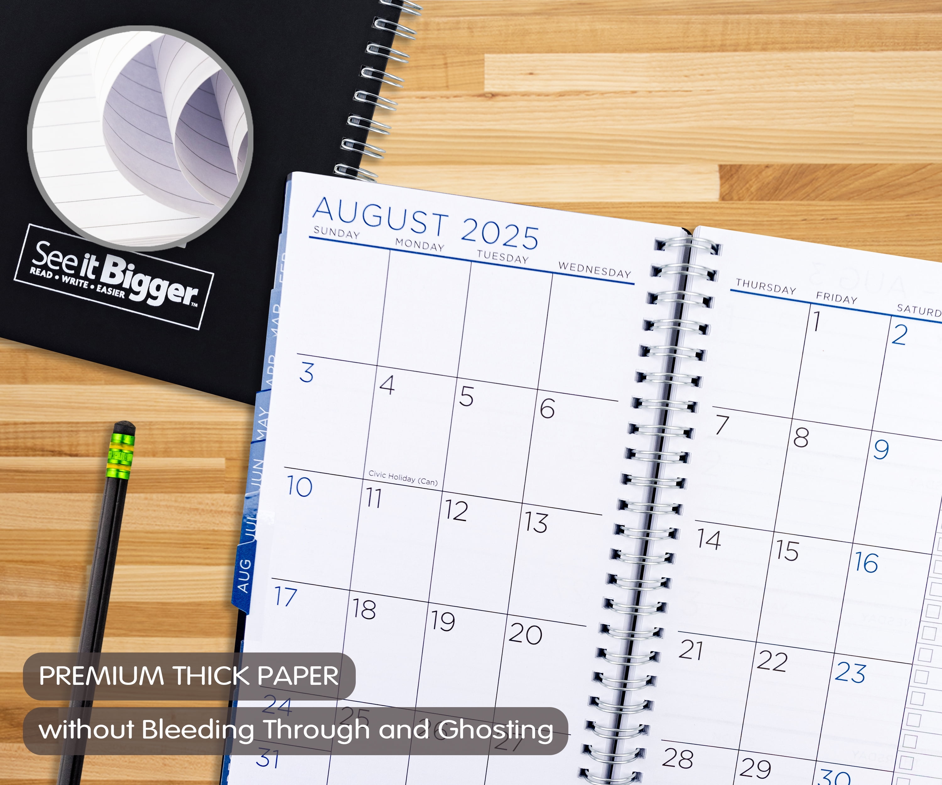 See it Bigger October 2024 - December 2025 Weekly Dated Planner (5.75"x 8.75") Black