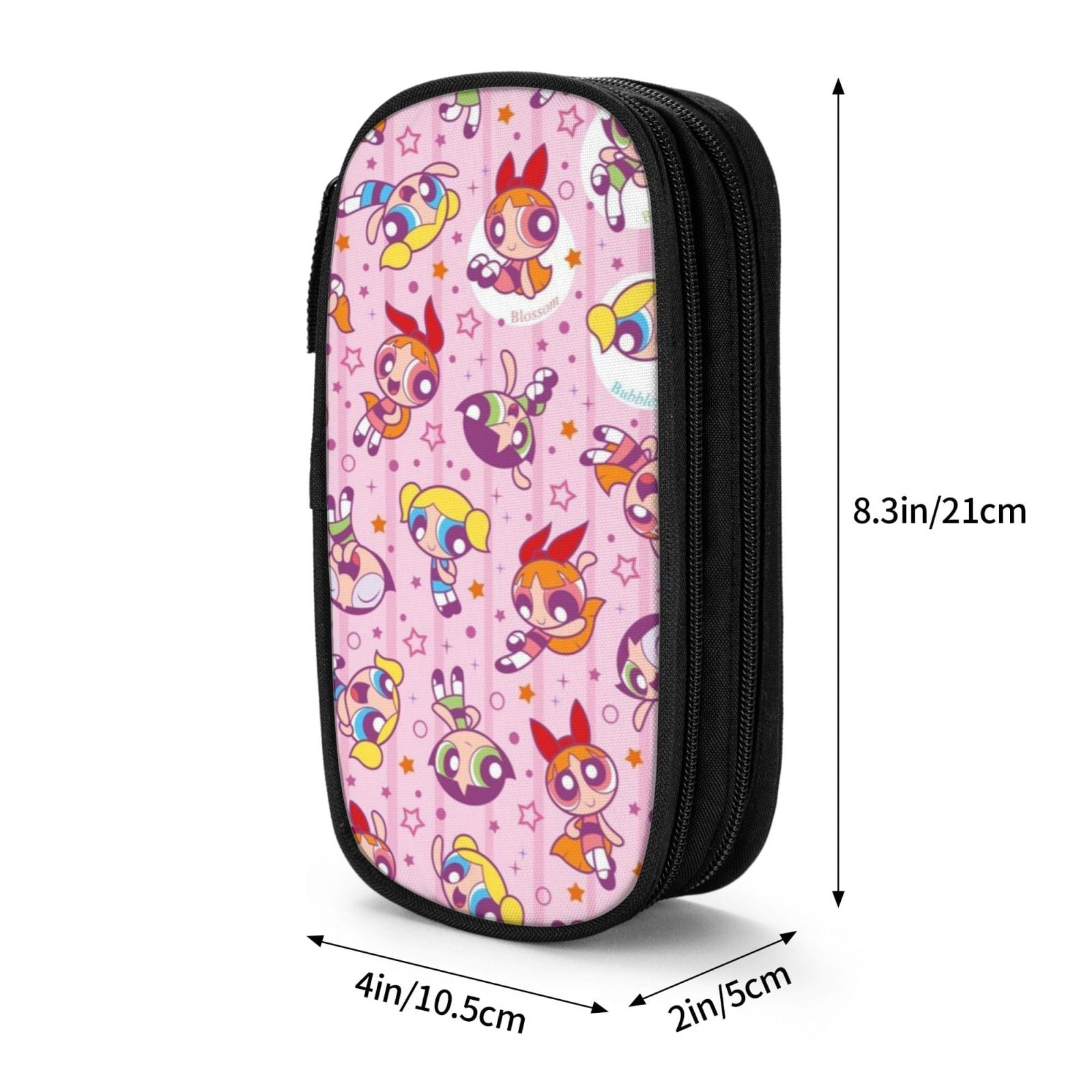 The Powerpuff Gi-rls Pencil Case Large Capacity Pencil Pouch Penbag Office Stationery Organizer Travel Makeup Bag Black