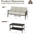 thumbnail image 2 of May in color Metal Outdoor furniture set, All-Weather Metal Patio 3-seat Sofa with Coffee table, Patio Sofa set for Porch Backyard Garden, Coffee, 2 of 7