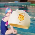 thumbnail image 1 of Gorro de baño para niños, gorro de baño portátil de silicona con dibujos animados, de ducha para hacer esnórquel, deportes acuáticos, buceo en Amarillo, 1 of 8