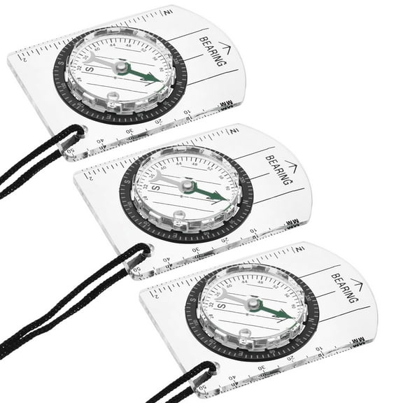 Orienteering Compass, Hiking Backpacking Compass with Declination Scale Map Compass, White, 3 Pack