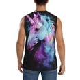 thumbnail image 4 of Xecao Rainbow Spotted White Horse Print Men's Tank Top: Sleek Sleeveless Tee for Casual Sports and Beach Occasions-3X-Large, 4 of 7