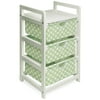 White Three Drawer Hamper/Storage Unit - Sage Polka Dots