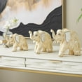 thumbnail image 2 of 9", 8", 6"H Light Brown Wood Handmade Elephant Sculpture with Scroll and Floral Patterns, by DecMode (3 Count), 2 of 9