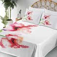 thumbnail image 3 of Ambesonne Nature Fitted & Top Sheet Set with Shams, Pastel Nature, White Red Green, 3 of 5