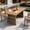 Grey + Teak + Acacia Wood + Wicker, variant on Outdoor Acacia Wood Dining Table with Wicker Base, Teak Finish – Patio Dining Table with Weather-Resistant Design, Seats 6-8, for Garden, Deck, Backyard