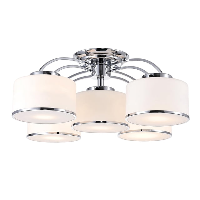 Lámpara de techo CWI Lighting, 30 pulgadas, cromada, 5 luces, montaje empotrado