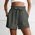 thumbnail image 2 of Women's Summer Casual Shorts Ruffle Trim Drawstring High Waist Wide Leg Shorts Comfy Lounge Shorts for Beach, 2 of 6