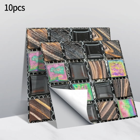 10Pcs Glitter Wall Tiles Kitchen Wall Tiles Bathroom Mosaic Sticker Backsplash Tiles Flexible & Humidity For Kitchen Island Wall
