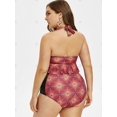 thumbnail image 4 of Más el tamaño del estampado de flores del entrecruzamiento Halter Tankini del traje de baño Rosegal Vestidos casuales de talla grande, 4 of 5