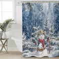thumbnail image 2 of Extra Long Shower Curtain 72x84 Inch, Christmas Snowman Shower Curtain Waterproof Bathroom Decor Western Snowflake Xmas Tree Fabric Bath Curtain Set Accessories with Hooks, 2 of 6