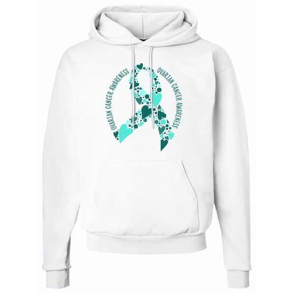 Inktastic Ovarian Cancer Awareness Teal Ribbon Made of Hearts Adult Hoodie Sweatshirt