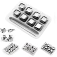 thumbnail image 4 of 8 Uds cubo de de Metal de acero inoxidable piedras para whisky enfriador de bebidas enfriador de bebidas Macarena Cubos de hielo del whisky, 4 of 5