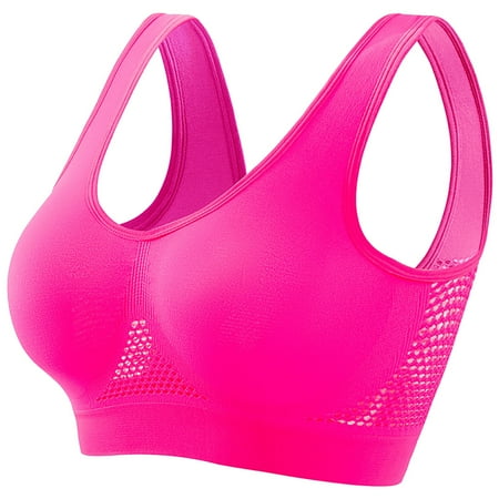 Texiao Women s Fashionable Sport Bra Breathable Underwear Large Size No Rims Seamless Hollow Mesh Thin Sports Yoga Bra  Nylon Spandex Lace Underwear For Women  Pink Plus Size Underwear For Women
