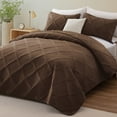 thumbnail image 4 of Exclusivo Mezcla Ultrasonic King Quilt Set, 3-Piece Lightweight Bedspreads Modern Striped Coverlet, Brown, 4 of 7