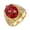 Gold Red Stone, variant on Men's STAINLESS STEEL Rhinestone Cut Glass Gemstone Zircon Engraved Band Engagement Ring Crystal Style Gold Green Stone Size 9