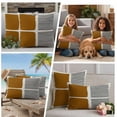 thumbnail image 5 of Brown Outdoor Waterproof Pillow Covers, Modern Painting Farmhouse Striped Abstract Art Decorative Square Throw Pillowcase Sofa Cushion Sham for Patio/Couch/Chair, 26"x26" 2 Pack, 5 of 8