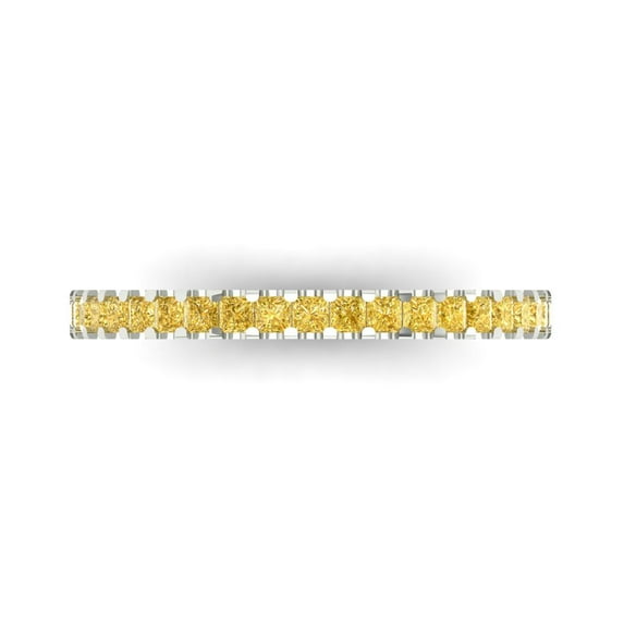 0.29 ct Brilliant Princess Cut Natural Citrine 18K White Gold Stackable Band SZ 8