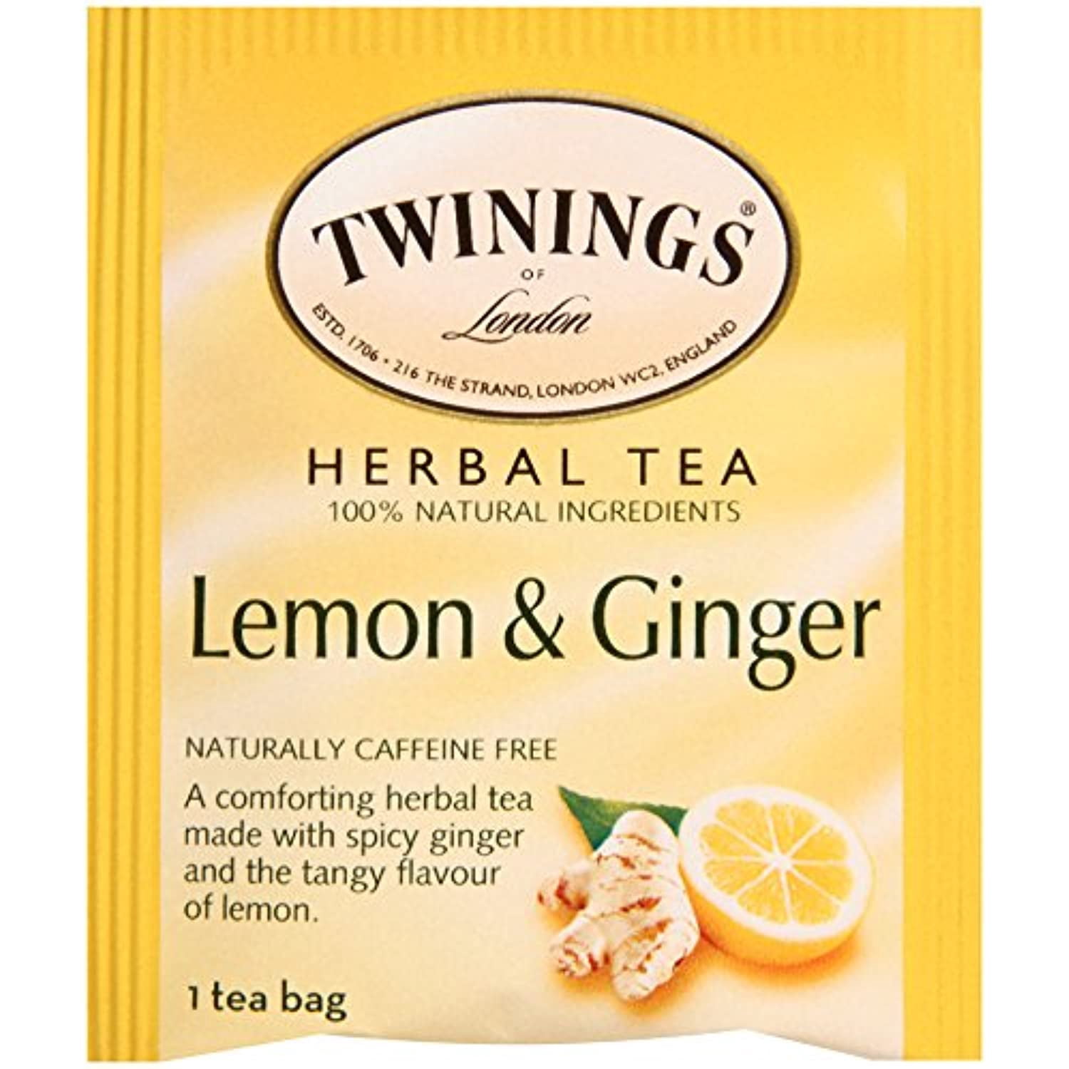 Twinings Of London Lemon & Ginger Herbal Tea Bags, 20 Count (Pack Of 6)