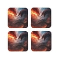 thumbnail image 1 of Fotbe Fire Sky Dragon Drawing Drink Coasters Set of 4 Leather Coasters Spill Protection for Table Desk,Durable and Non Slip Leather Coaster ,4 Inches Drink Mats-Square, 1 of 6