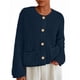 thumbnail image 1 of Suéter PRETTYGARDEN Cardigan Oversized de Punto Grueso Azul Marino Talla L, 1 of 4