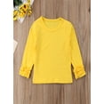 thumbnail image 2 of Gureui Toddler Infant Baby Girls Soft Cotton T-shirt Long Sleeve Round Neck Solid Color Casual Spring Autumn Ruffles Tops,6M-5Y, 2 of 6