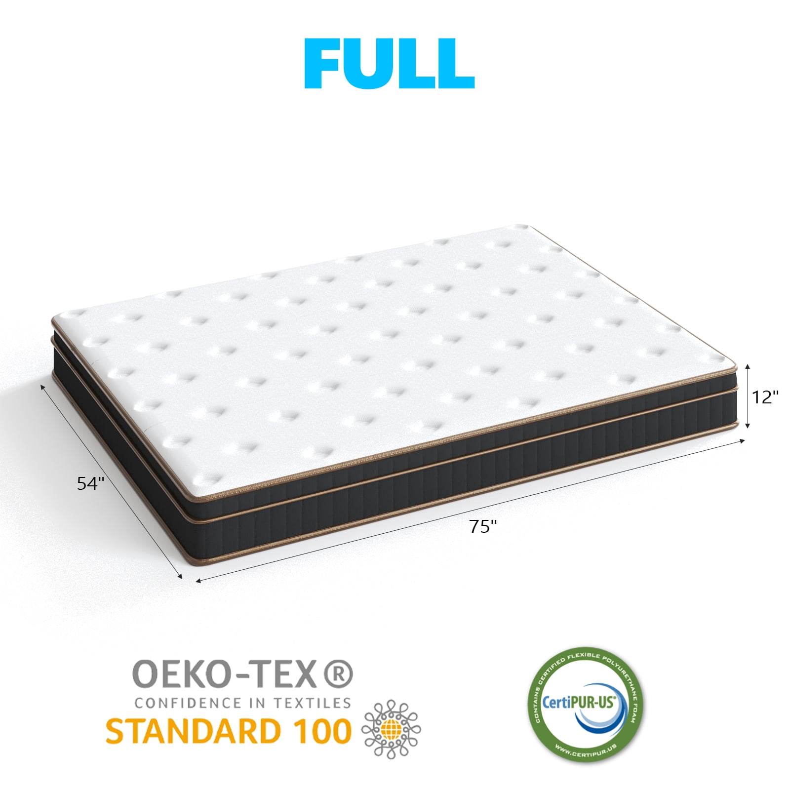 Zimtown Full Mattress, 12 inch Hybrid Mattress in a Box, Pressure Relief