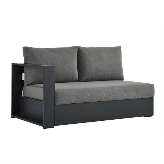 Modway Tahoe Outdoor Patio Powder-Coated Aluminum Modular Left-Facing Loveseat in Gray Charcoal