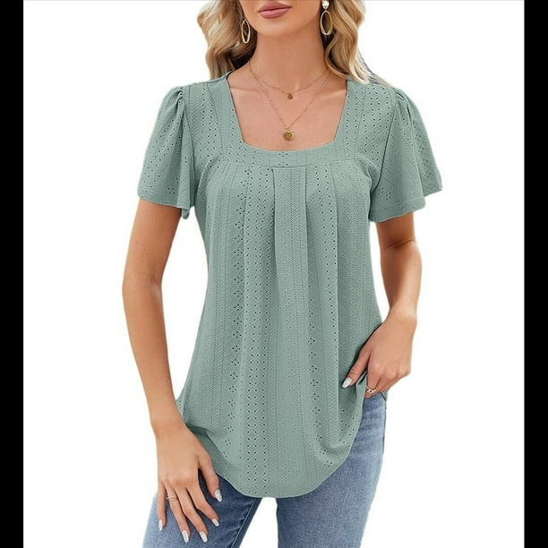 Blusas Tipo Túnica para Mujer, Holgadas, de Corta, con Cuello Redondo, Informales, de Verano Judías XL