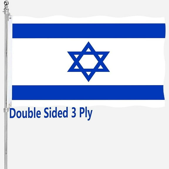 Israel Flag 3x5 Double Sided for Outdoors 3 Ply 200D Heavy Duty Polyester and Durable Canvas Header