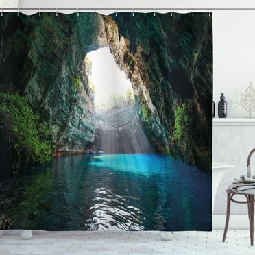 Ambesonne Cave Shower Curtain, Melissani Lake Kefalonia, 69"Wx70"L, Multicolor