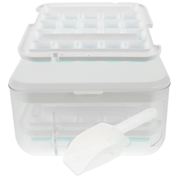 White Ice Cube Trays with Removable Lid and Bin