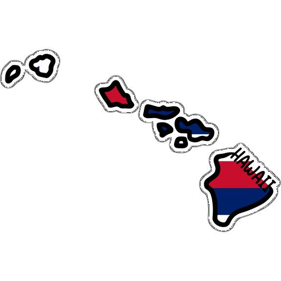 State of Hawaii Map Flag Sticker Decal 4 Inches USA Hawaii State Honolulu The Aloha State Paradise of the Pacific PineappleÂ State / Rainbow - 4 inch