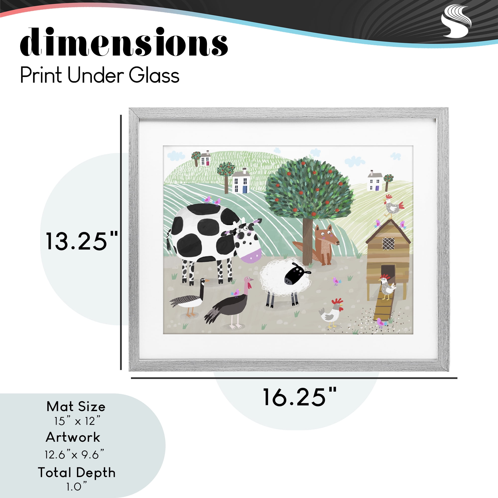 Stupell Industries Down At The Farm Gray Framed Print Under Glass, design by Carla Daly