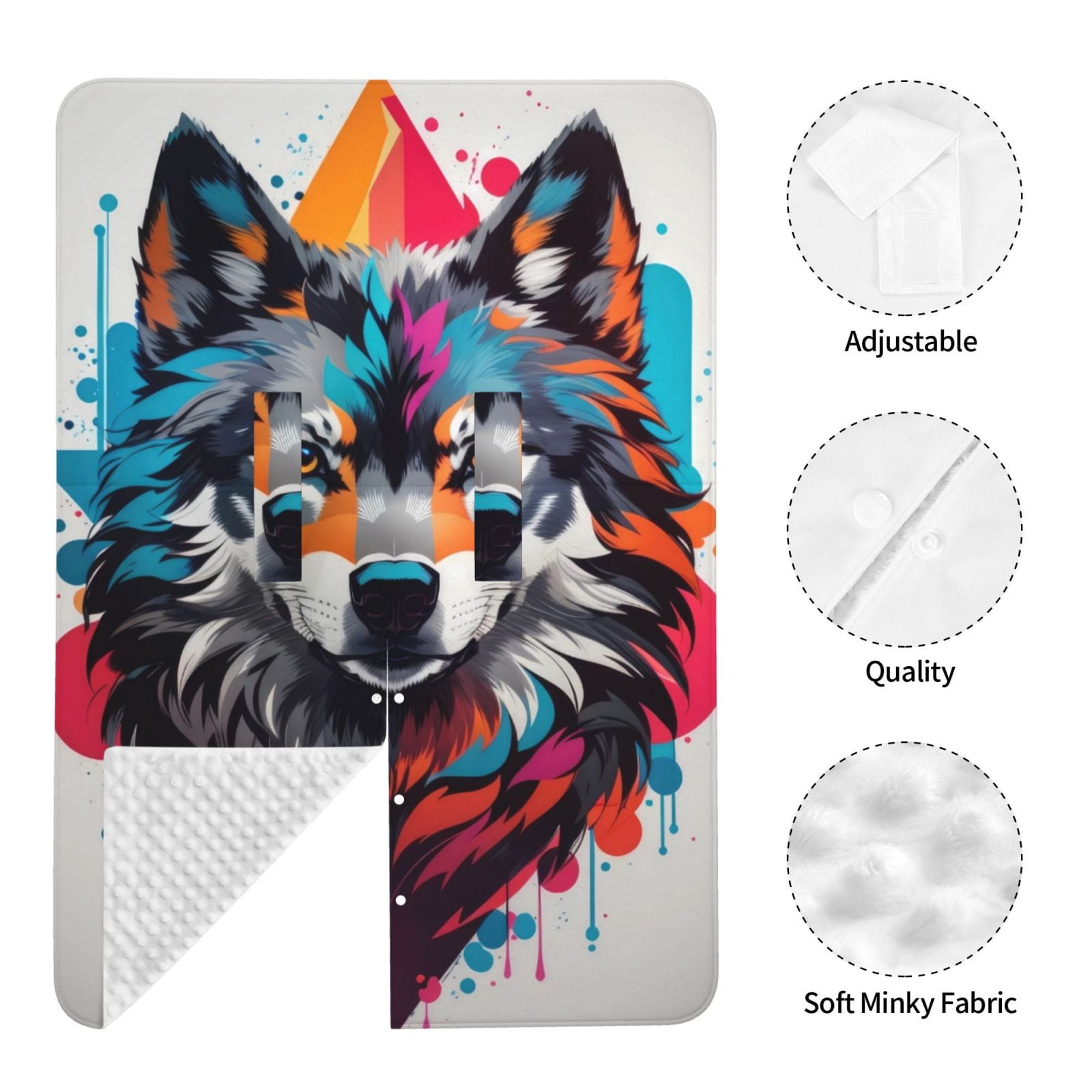 Naloa Tie-Dye Wolf Head Baby Car Seat Cover, Breathable Baby Carrier Cover, Multiuse Baby Carrier Cover & Nursing Breastfeeding Cover