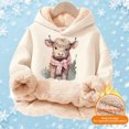 thumbnail image 2 of Girls Hoodie Lined Pullover Warm Winter Kids Casual Top with Cute Print Clothes, 2 of 5