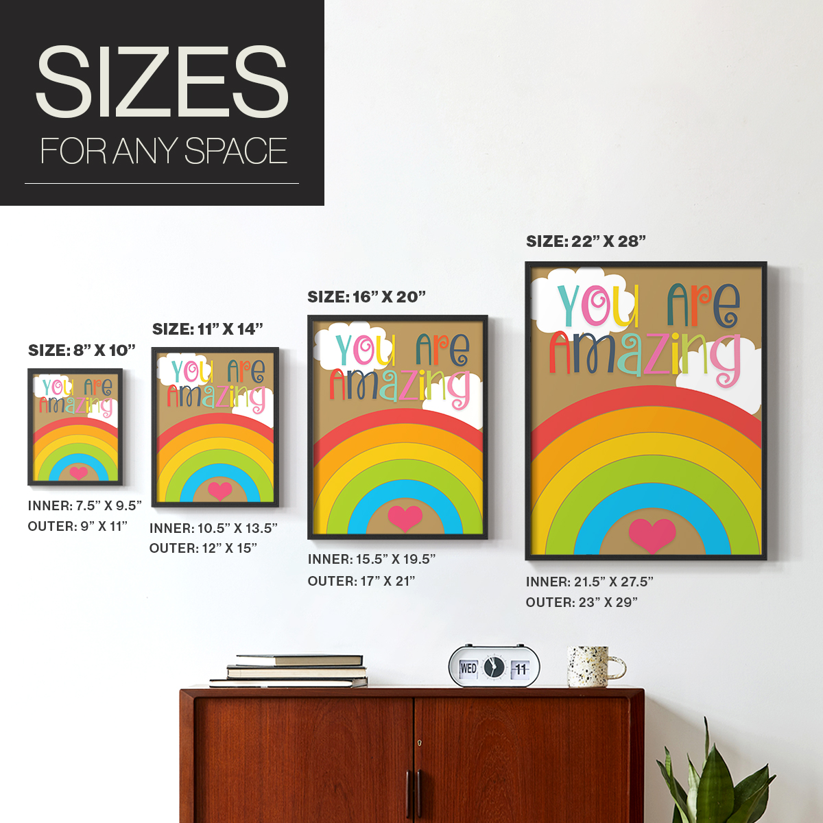 You Are Amazing Framed Print - Solid Wood in Single Picture Frame Solid Wood 2 Framed Print
