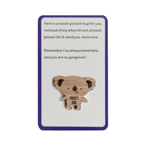 TIELUTT Small Wooden Card Wooden Bag Hugging Wooden Card A Tinny Little Pocket Hug with E Birthday Blank Birthday Cards Bulk Promise Rings for Couples Set Blank Folded Cards Stationary Note Cards